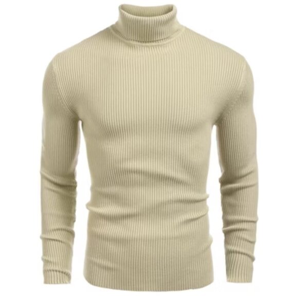 Coofandy Other - Coofandy Mens Ribbed Slim Fit Turtle Neck Sweater XXL Acrylic Beige Career